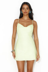 Game To Win Linen Blend Mini Dress Lime