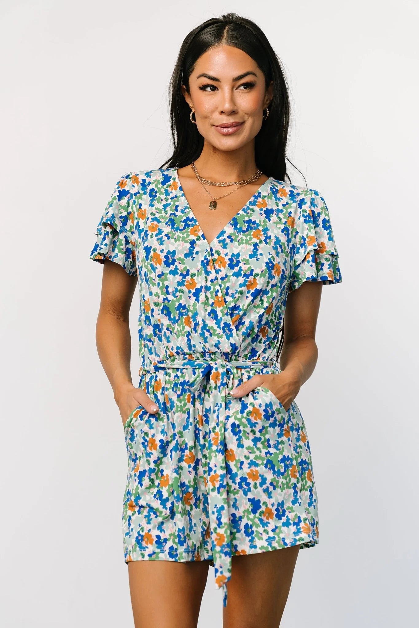 Daytona Romper | Blue + Green Multi