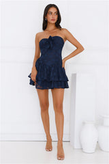 Empowered Essence Strapless Mini Dress Navy
