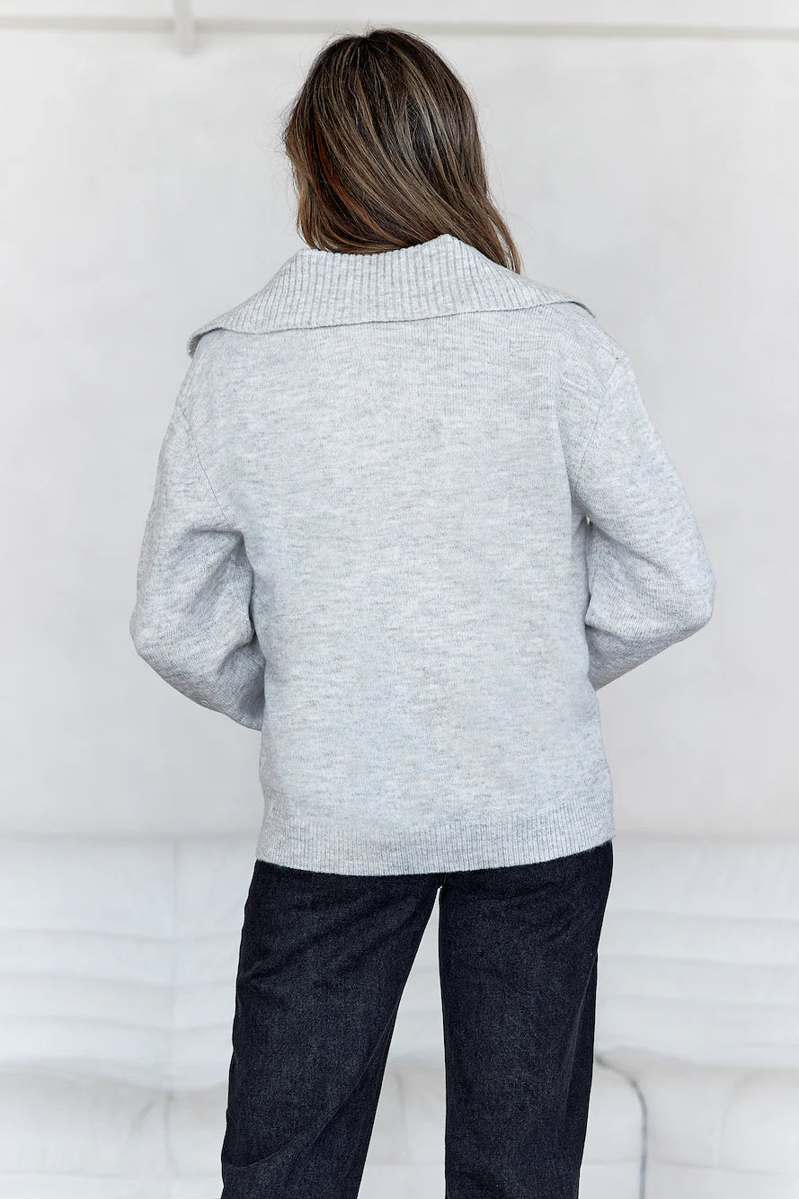 Winter Kiss Knitted Sweater Grey
