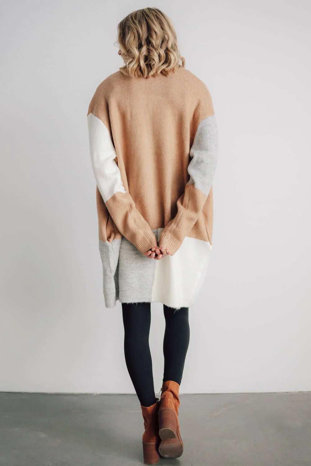 Pierson Color Block Cardigan | Camel