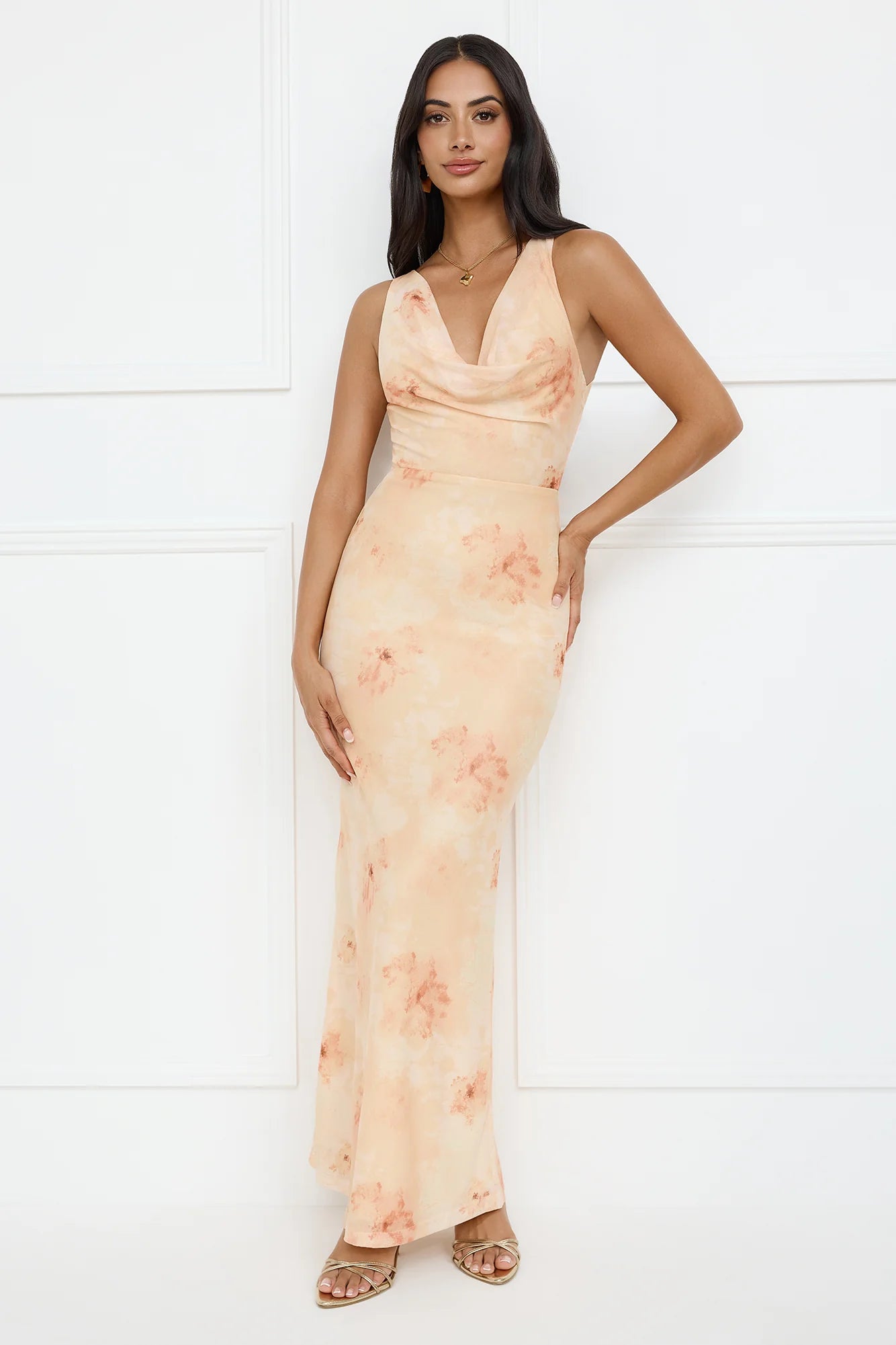 Citrus Sizzle Mesh Maxi Dress Orange