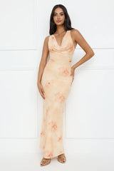 Citrus Sizzle Mesh Maxi Dress Orange