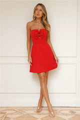 Coquette Aesthetic Strapless Mini Dress Red
