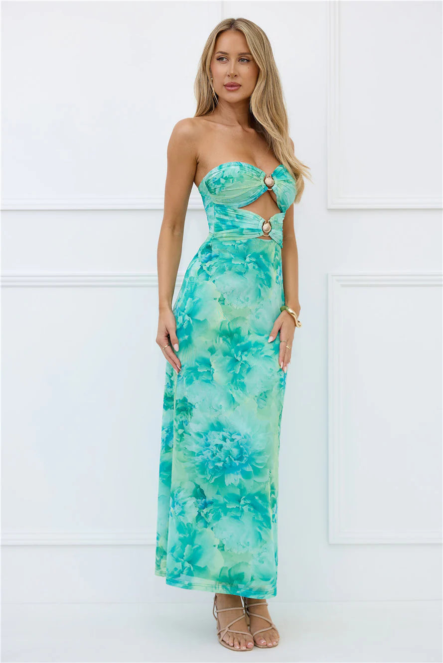 Body Language Strapless Maxi Dress Green