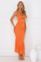 Editor In Chic Mesh Maxi Dress Orange