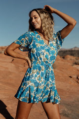 Candy Romper | Blue + Olive