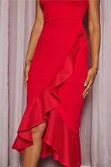 Embrace Extraordinary Strapless Midi Dress Red