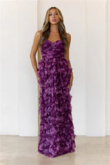 Festival Of You Strapless Tulle Maxi Dress Wine