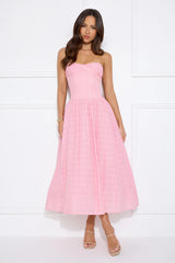 City Of Stars Strapless Embroidered Midi Dress Pink