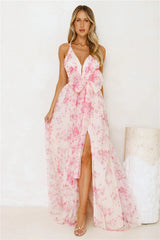 Enchanted Petals Maxi Dress Fuchsia