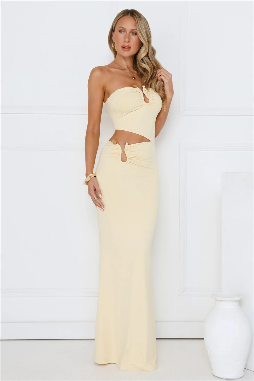 Chic Star Strapless Maxi Dress Yellow