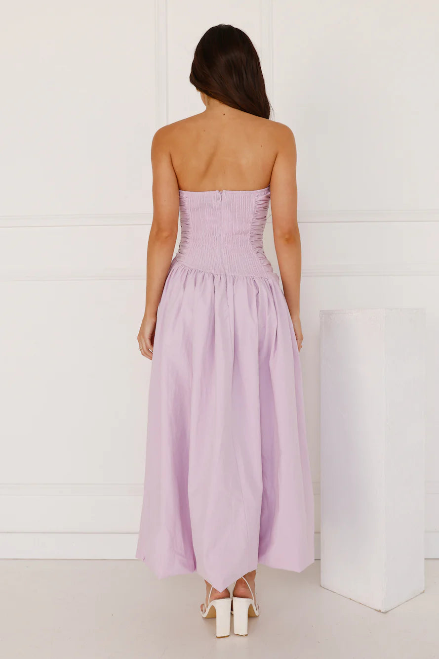 Wedded Romance Strapless Bubble Midi dress Lilac
