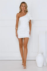 Under the Stars One Shoulder Mini Dress White