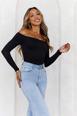 BASE  Flawless Off Shoulder Long Sleeve Top Black