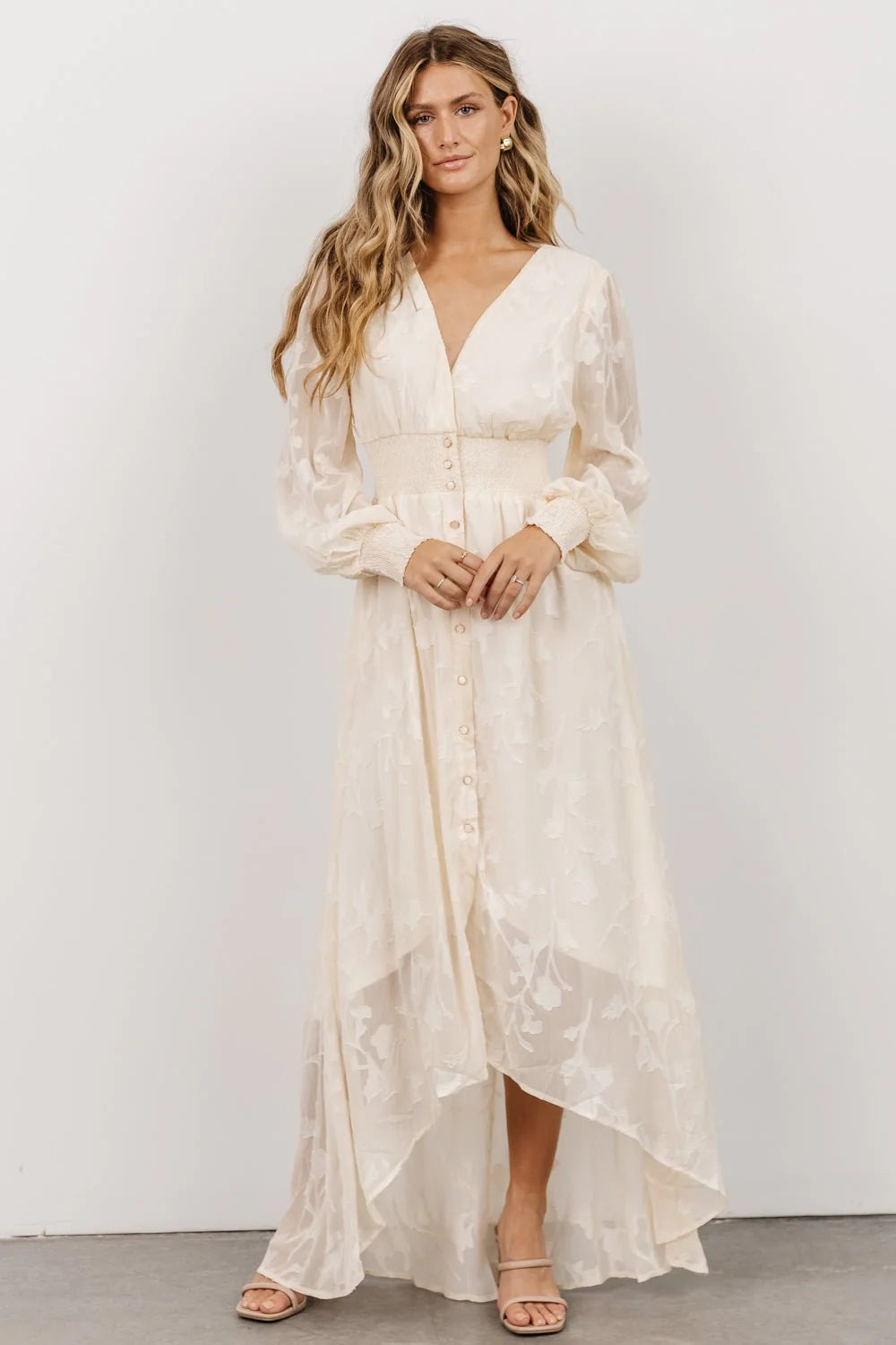 Mayfair High Low Maxi Dress | Vintage Cream
