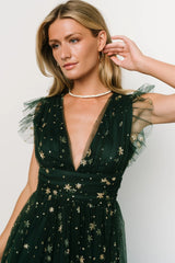 Chiara Shimmer Midi Dress | Green + Gold