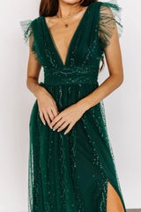 Annika Sequin Mesh Maxi Dress | Green