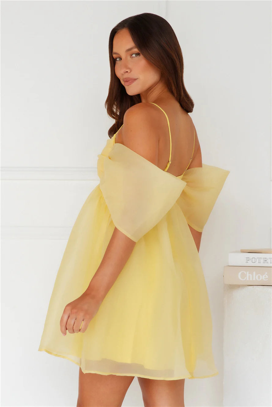 Embracing Formality Mini Dress Yellow