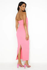 Groove To It Strapless Maxi Dress Pink