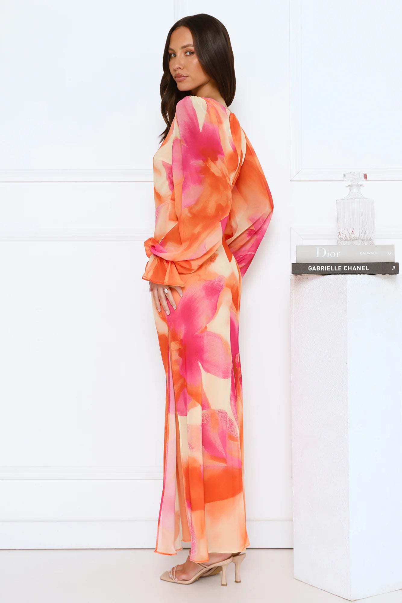 Desert Twilight Long Sleeve Maxi Dress Orange