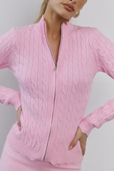 Winter Magic Cable Knit Cardigan Pink