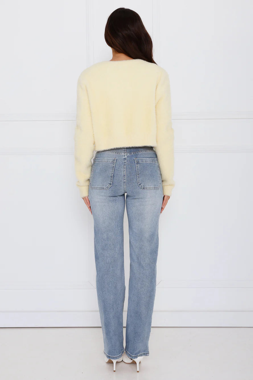 Fuzzy Feelings Knit Cardigan Yellow