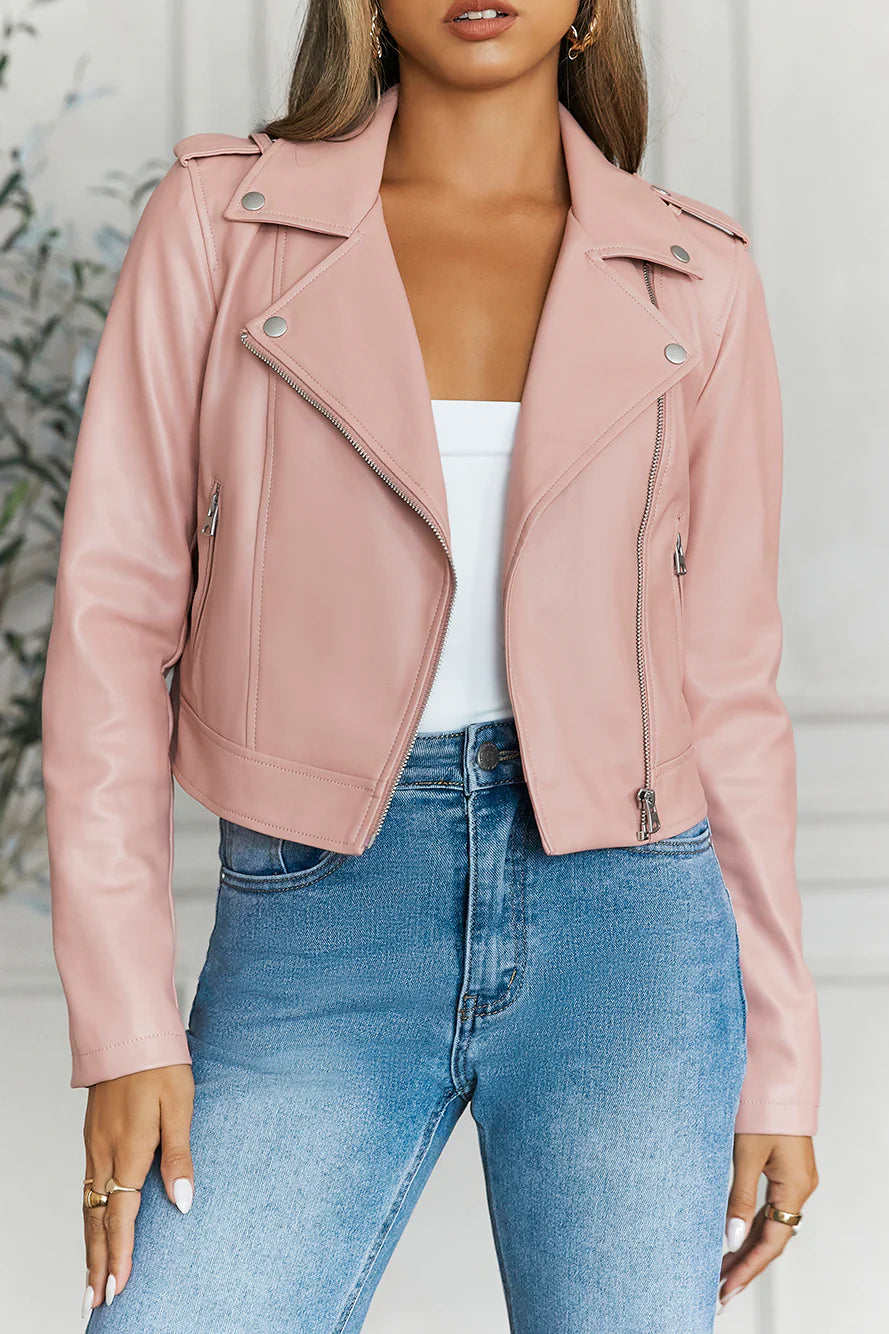 Valley Escape Faux Leather Jacket Pink