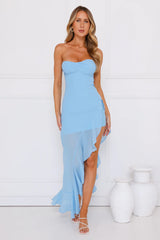 Attraction Style Strapless Maxi Dress Blue