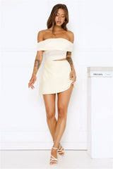 Break The Internet Mesh Off Shoulder Mini Dress Yellow