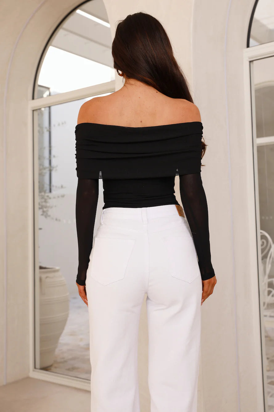 Chérie Off Shoulder Mesh Bodysuit Black