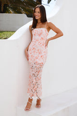 Citrus Sunshine Midi Dress Peach