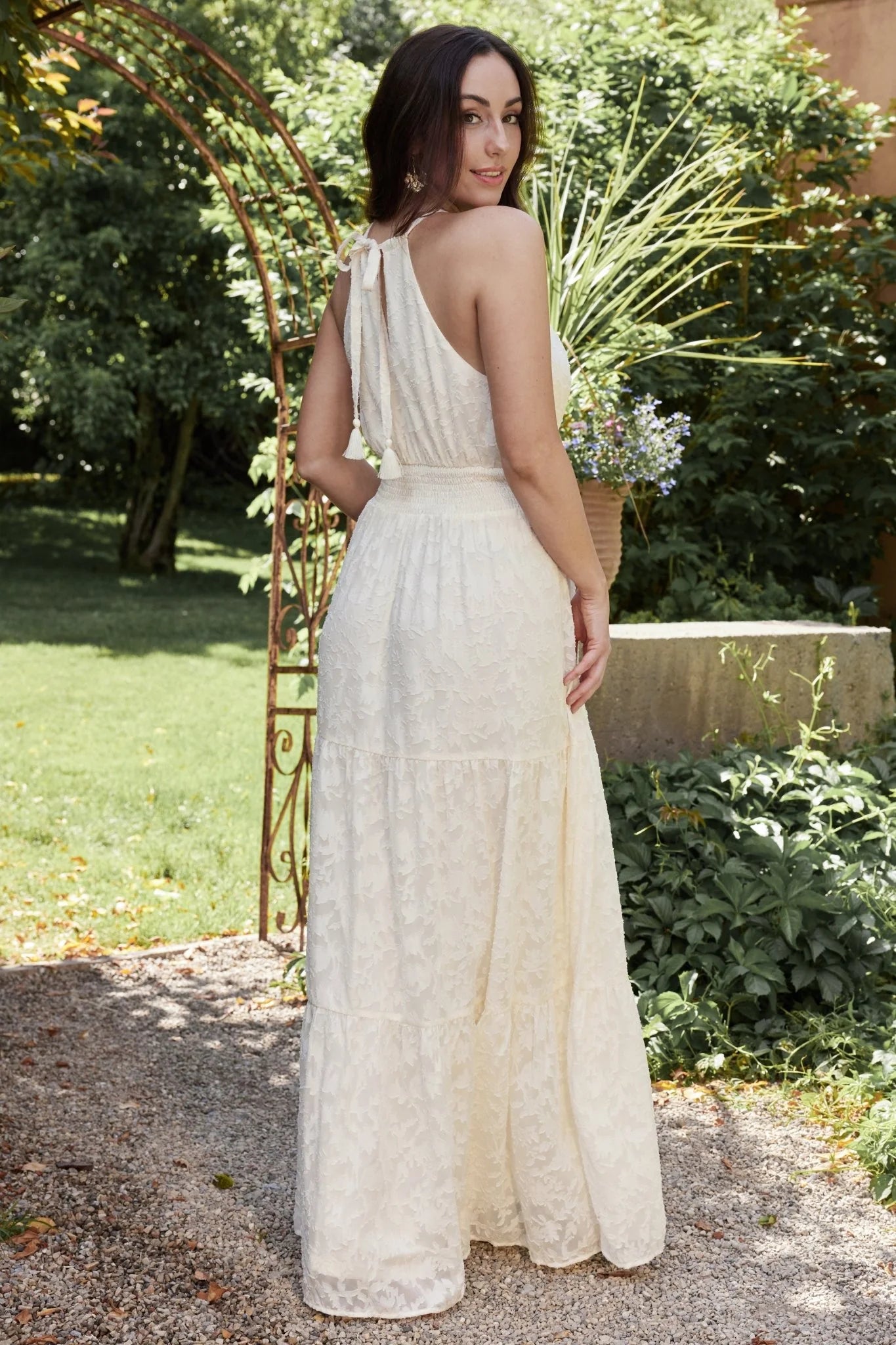 Eilish Embossed Maxi Dress | Cream