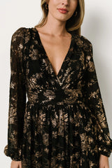 Charlene Maxi Dress | Black + Gold