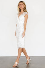 Jacqueline Embossed Midi Dress | White