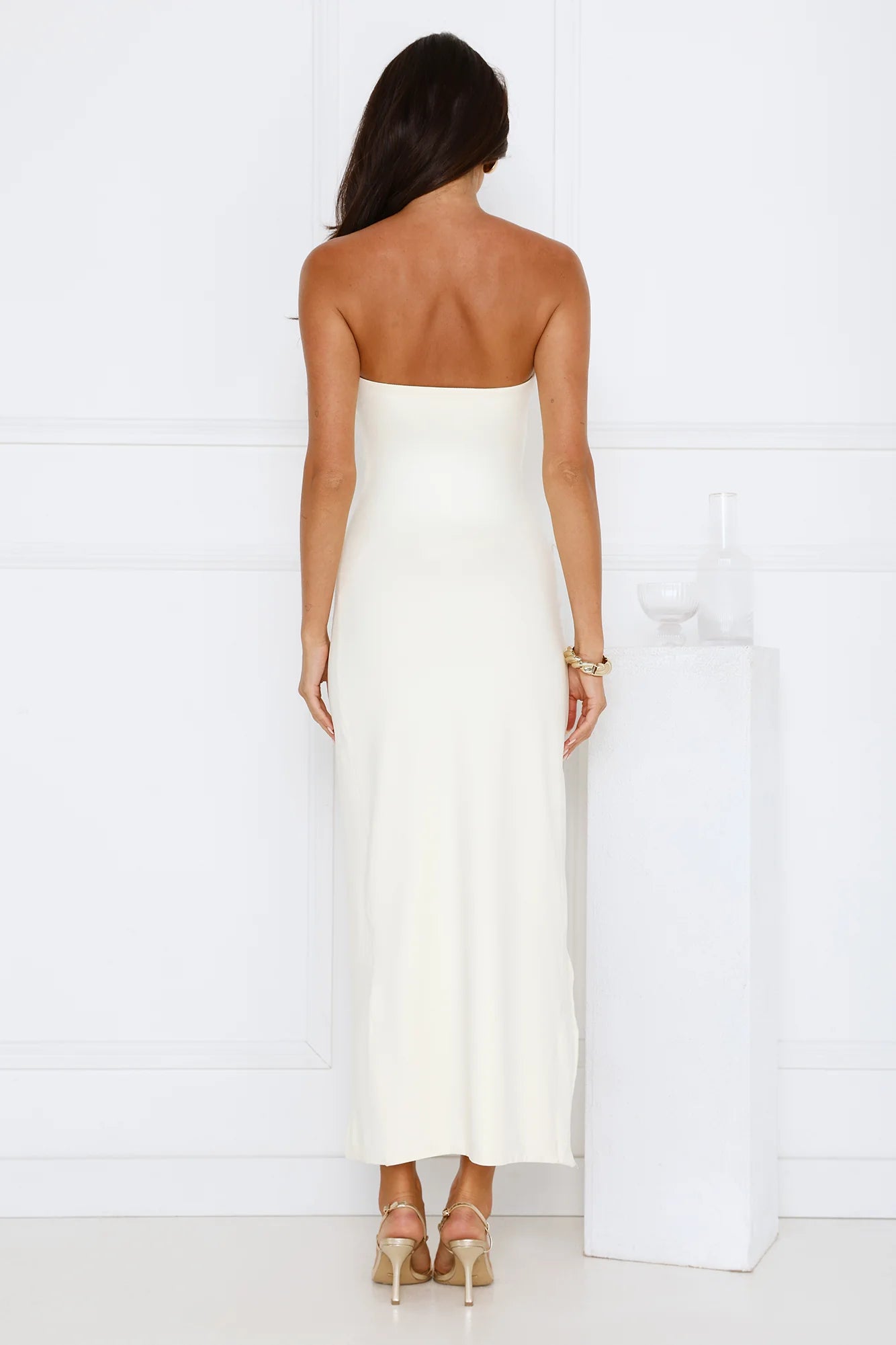 Caviar Please Strapless Midi Dress Yellow