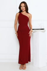 Urban Twilight One Shoulder Mesh Maxi Dress Wine