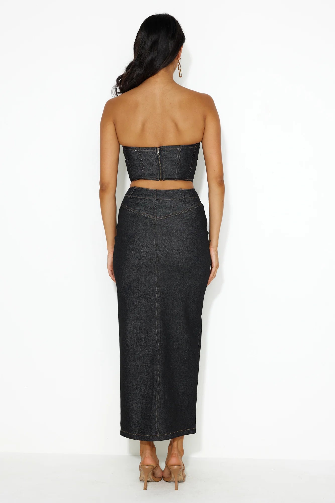 Always The Trendsetter Denim Crop Top Black