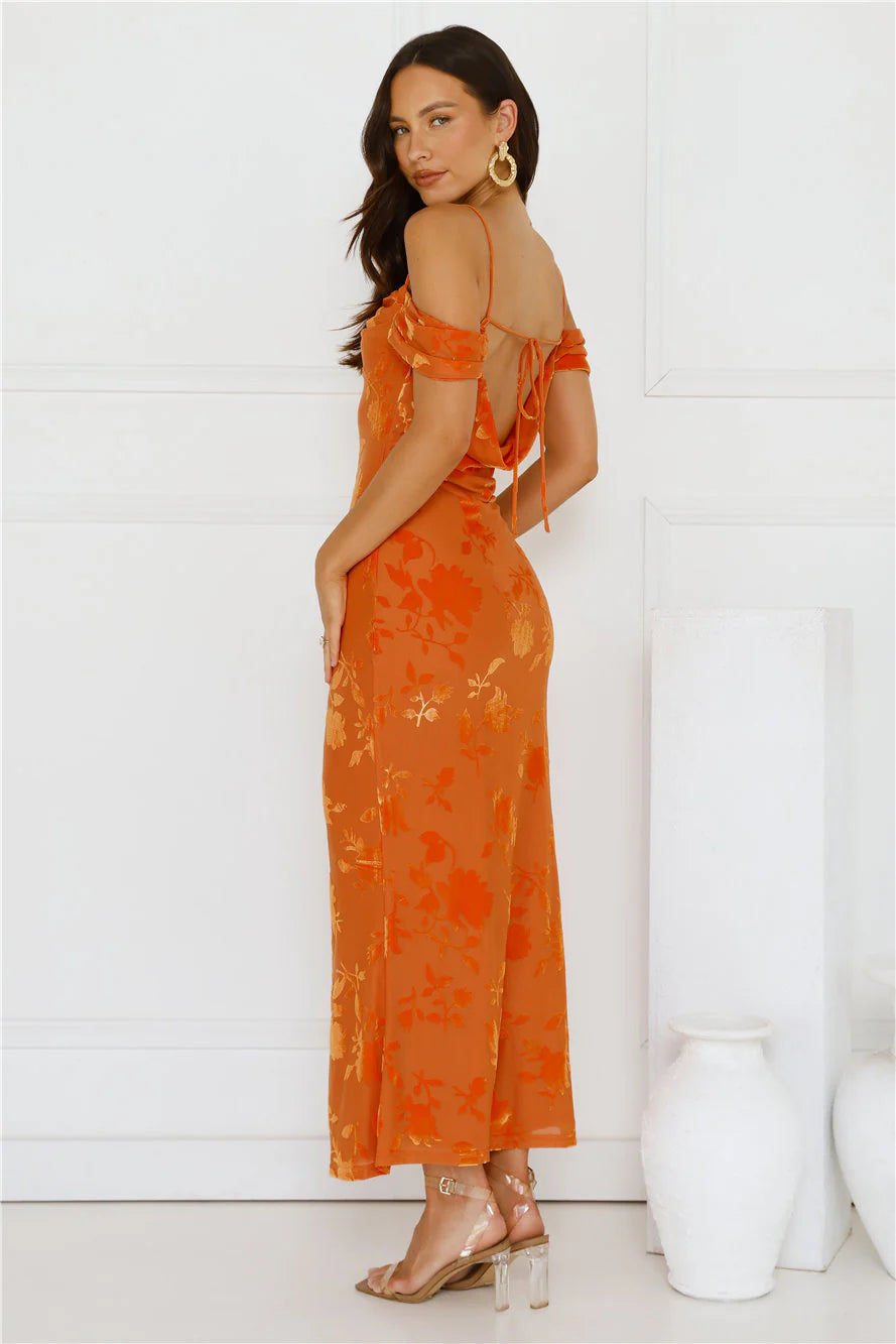Good Fun Off Shoulder Maxi Dress Orange