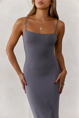 BASE  Smoothing Thin Strap Maxi Dress Charcoal