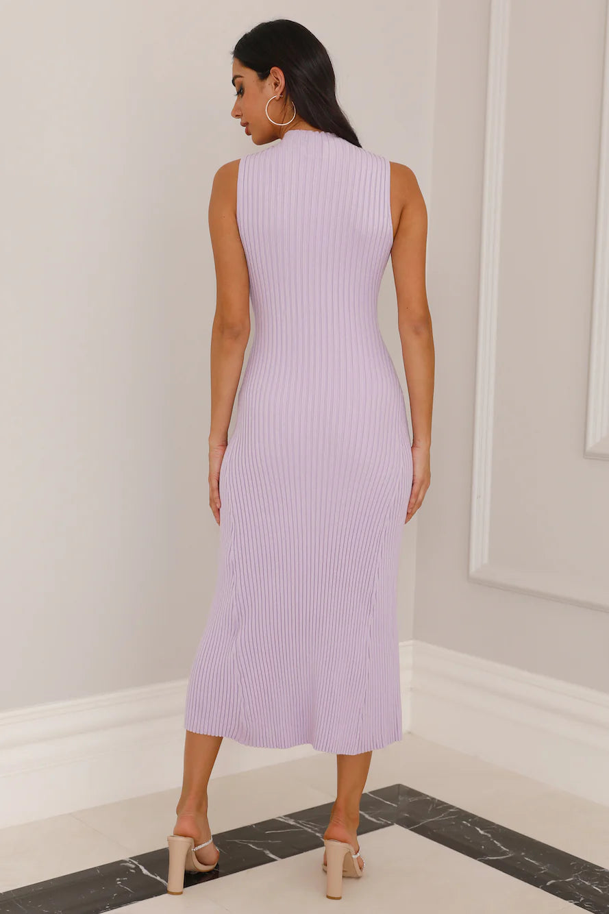 Fresh Days Ribbed Midi Dress Lilac