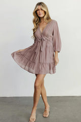Amelia Boho Mini Dress | Dusty Lavender