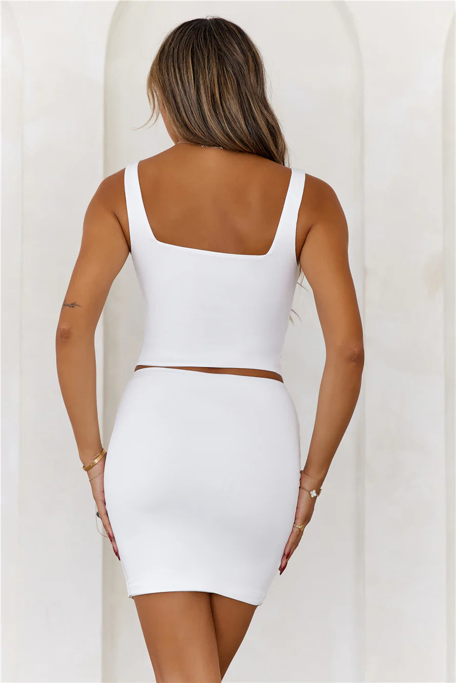BASE Slinky Bodycon Mini Skirt White