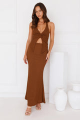 Coral Cove Maxi Skirt Brown