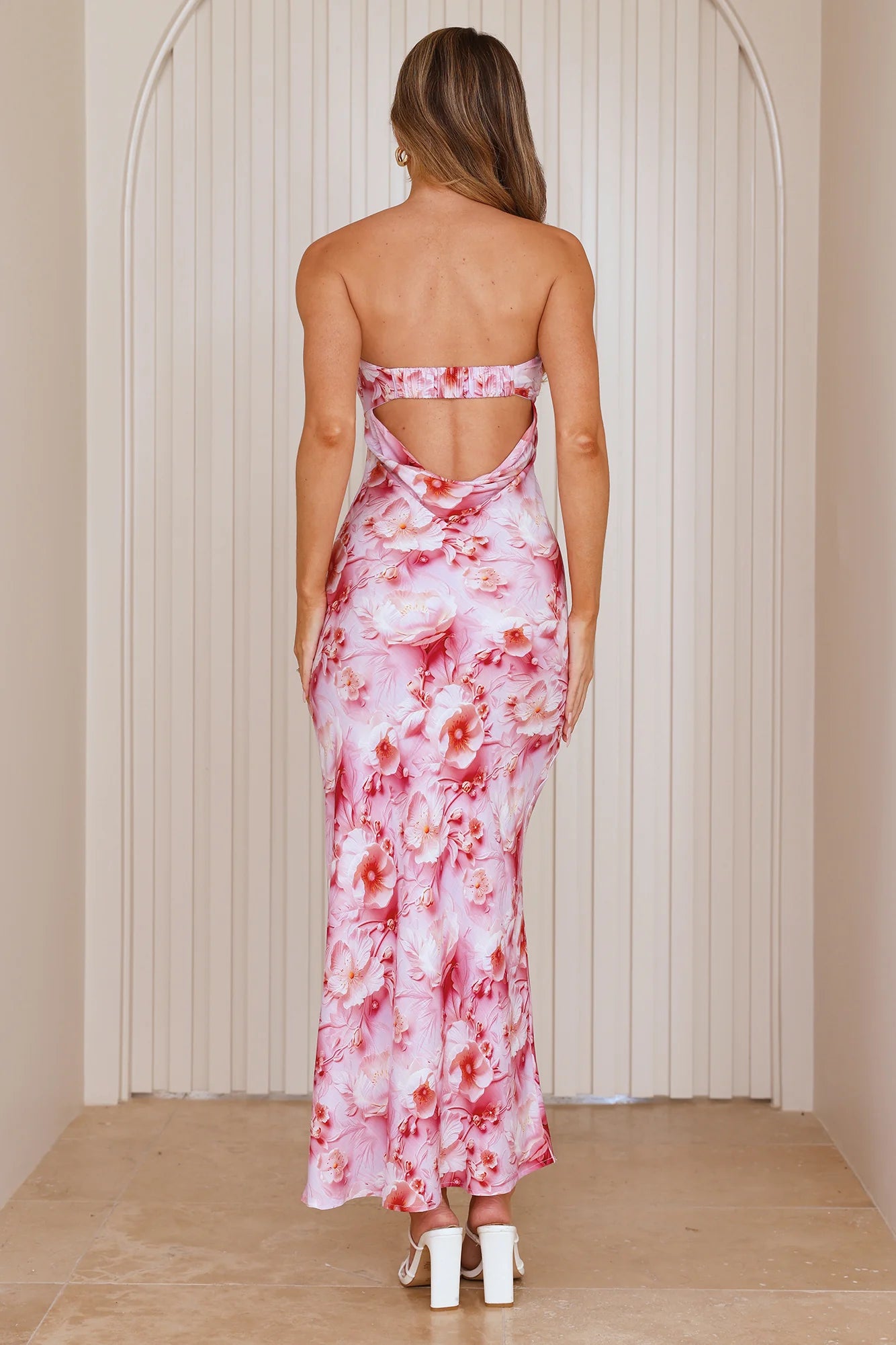 Blooming Brilliance Strapless Maxi Dress Pink