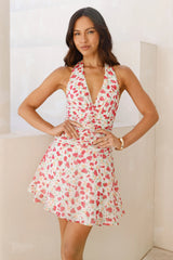 Floral Fiesta Halter Mini Dress Print