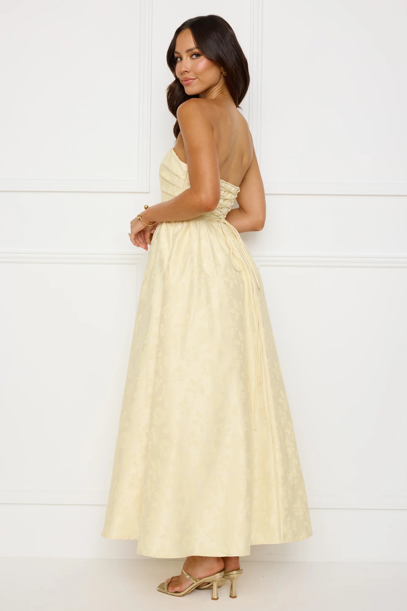 Dancing In Magic Strapless Maxi Dress Yellow