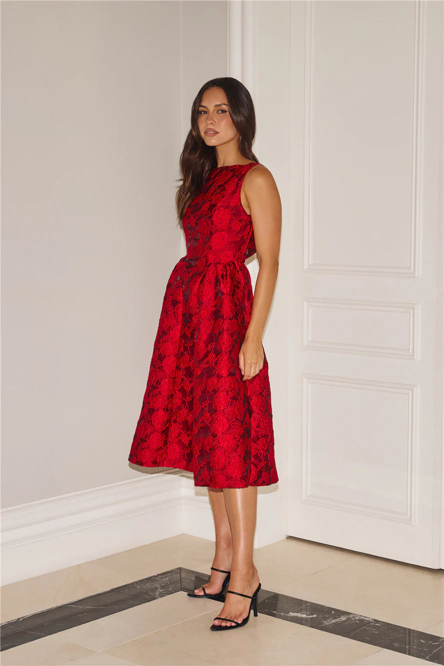 All Things Girly Midi Dress Red