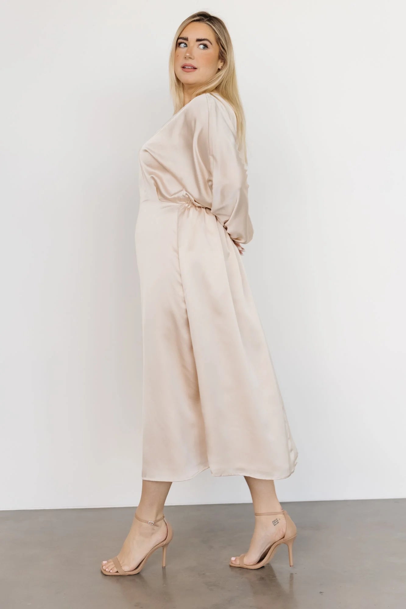Balta Satin Midi Dress | Champagne