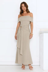 Contemporary Vibe Off Shoulder Maxi Dress Sage